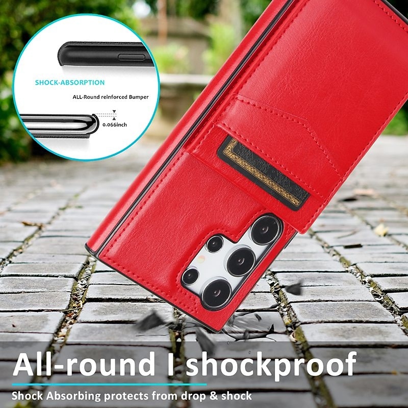 Phone Case For Samsung Galaxy S25 S24 S24 FE S23 S22 S21 Ultra Plus S20 Back Cover with Stand Holder Card Slot Shockproof Retro TPU PU Leather 2025 - $13.99 –P3