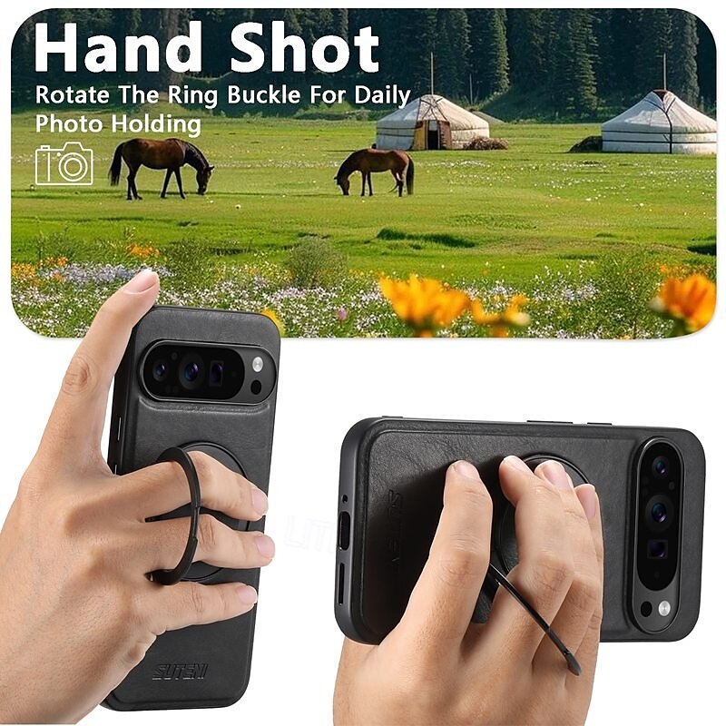 Phone Case For Google Pixel 9 Pro Pixel 9 Pro XL Pixel 8 Pro Pixel 8 Pixel 9 Pixel 7 Pixel 7 Pro Pixel 6 Pixel 6 Pro Back Cover with Stand Holder Magnetic Support Wireless Charging Retro TPU PU 2025 - $25.99 –P9