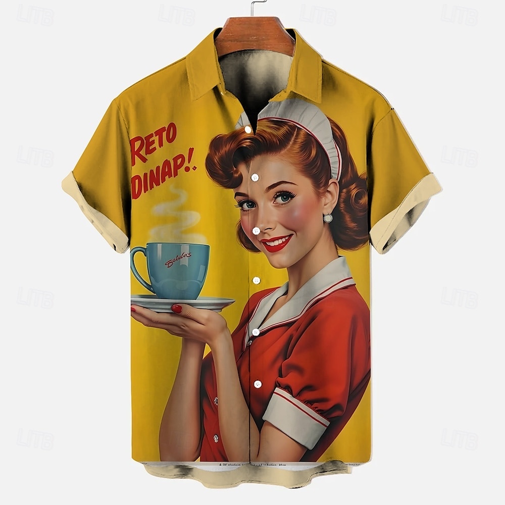 Halenka / košile Retro plakát Retro dívka Grafika Pro Pánské Dospělé Plesová maškaráda 3D tisk Dovolená Párty 2025 - $21.99 –P4