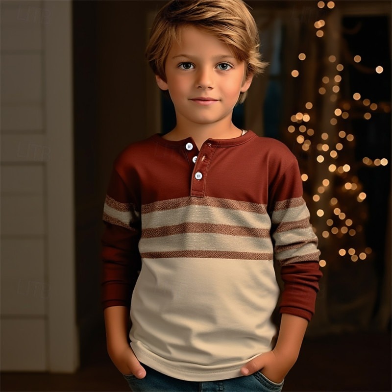 Chico 3D Raya Camiseta navideña Camiseta henley Manga Larga Impresión 3D Otoño Invierno Deportes Moda Ropa de calle Niños 3-12 años 4-12 años Cuello Barco Exterior Casual Diario Ajuste regular 2026 - $13.99 –P5
