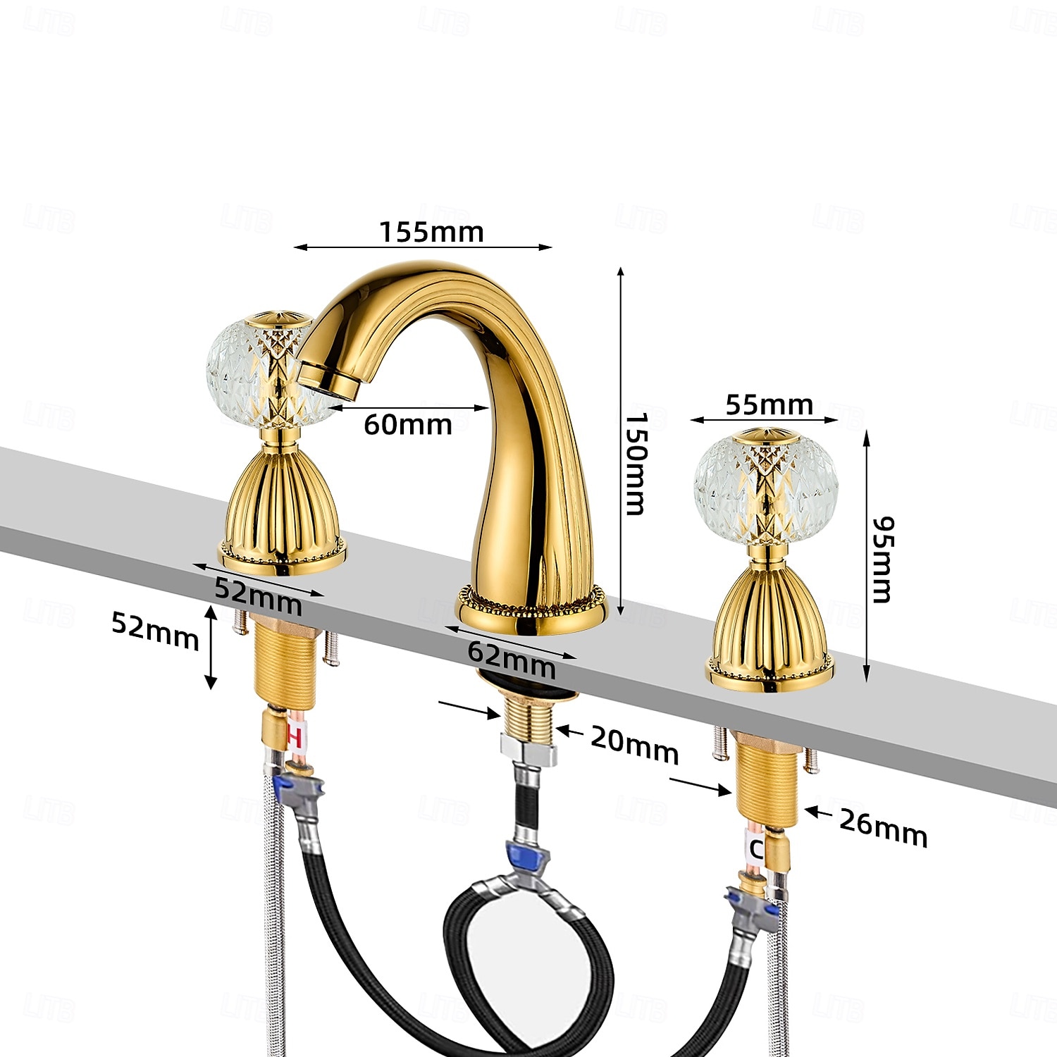 Robinet lavabo - Séparé Plaqué Diffusion large Deux poignées trois trousBath Taps de 2025 ? $137.99 –P2