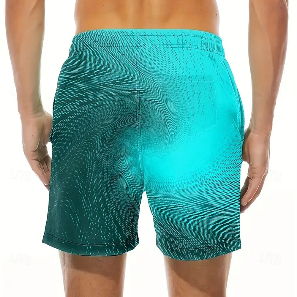 Herr Geometrisk Gradientfärg Linje Badshorts Boardshorts Medium Midja Streetwear Hawaiisk Strandsemester Sidfickor Mesh foder Elastisk dragsko i midjan Designer Kläder 2025 - $19.99 –P2