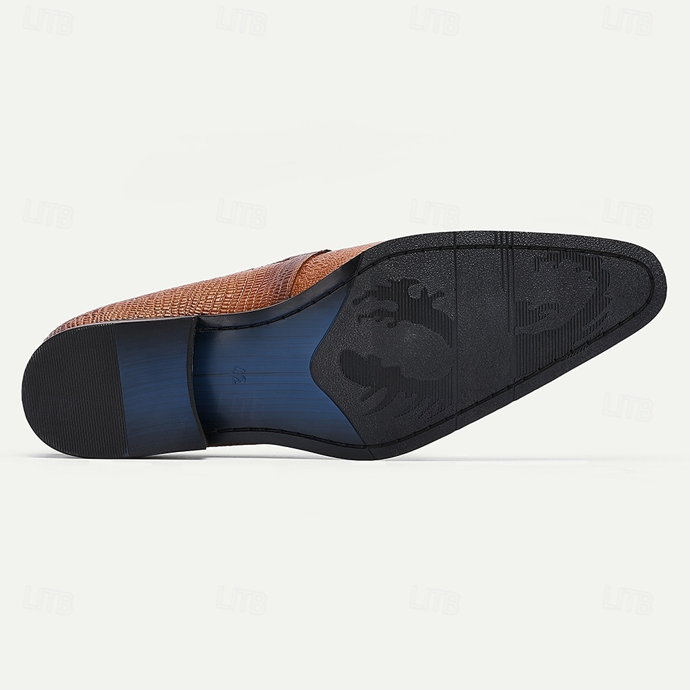 chaussures oxford en cuir véritable marron clair pour hommes – chaussures habillées à lacets à motif crocodile vintage pour le derby du Kentucky et les occasions spéciales de 2025 ? $109.99 –P6