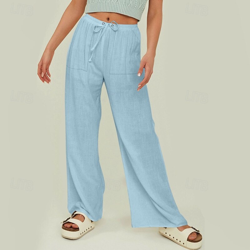 Femmes Short en coton et lin Pantalon inspiré du lin Pantalon en coton et lin Streetwear Occasionnel Longueur complète Naturel Uni Avec Poches Conception à cordon élastique Confortable Extérieur Rue de 2025 ? $24.99 –P13