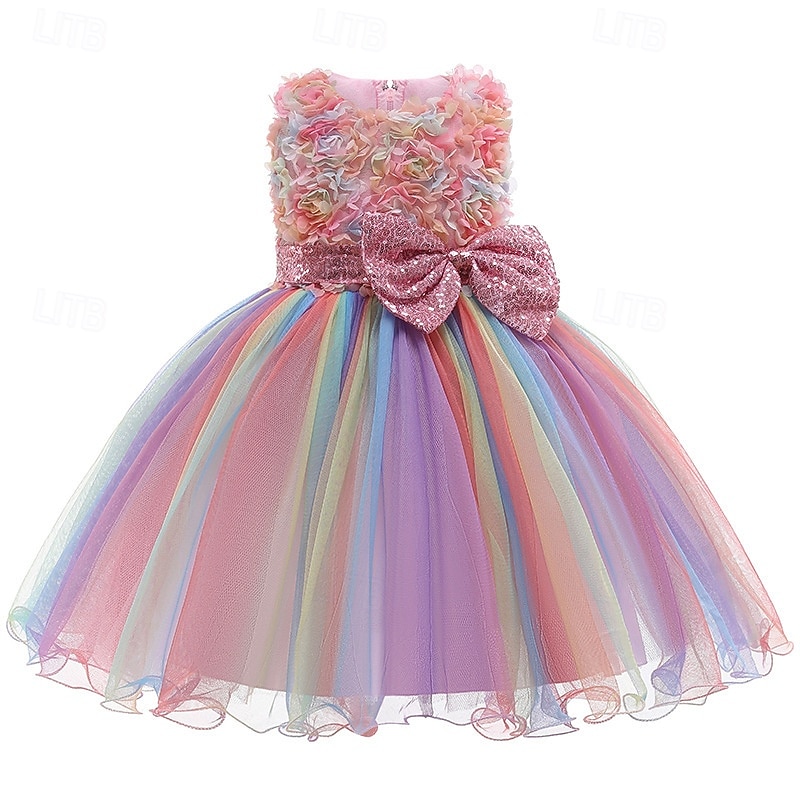 2025年 子供 女の子 ドレス コスプレドレス プリンセスドレス ユニコーン フラワー ノースリーブ 性能 パーティー コスプレ衣装 メッシュ かわいいスタイル 愛らしい コスチューム ポリエステル ミディ パーティードレス チュールワンピース 春 秋 4年以上 ピンク パープル ライトブルー  コレクション – $33.99 –P2