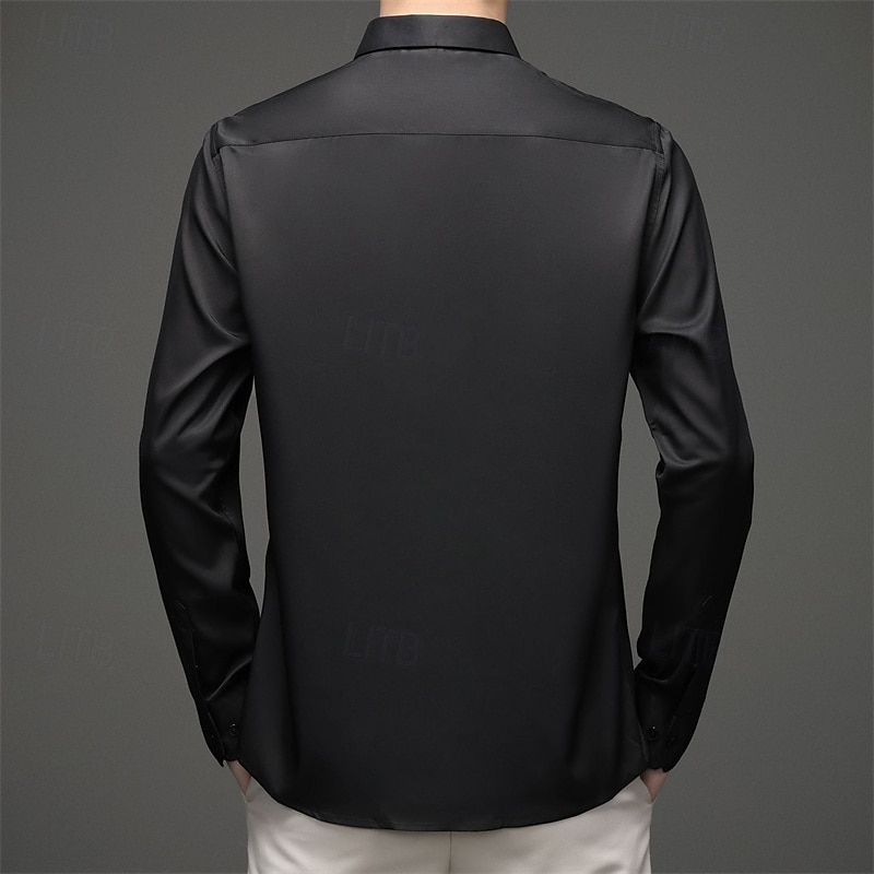 Herren Hemd Kleidhemd Knopfhemd Einfach Hochzeit Täglich Schwarz Weiß Rosa Wein Langarm Hemdkragen Frühling & Herbst Bekleidung Patchwork 2025 - $29.99 –P2