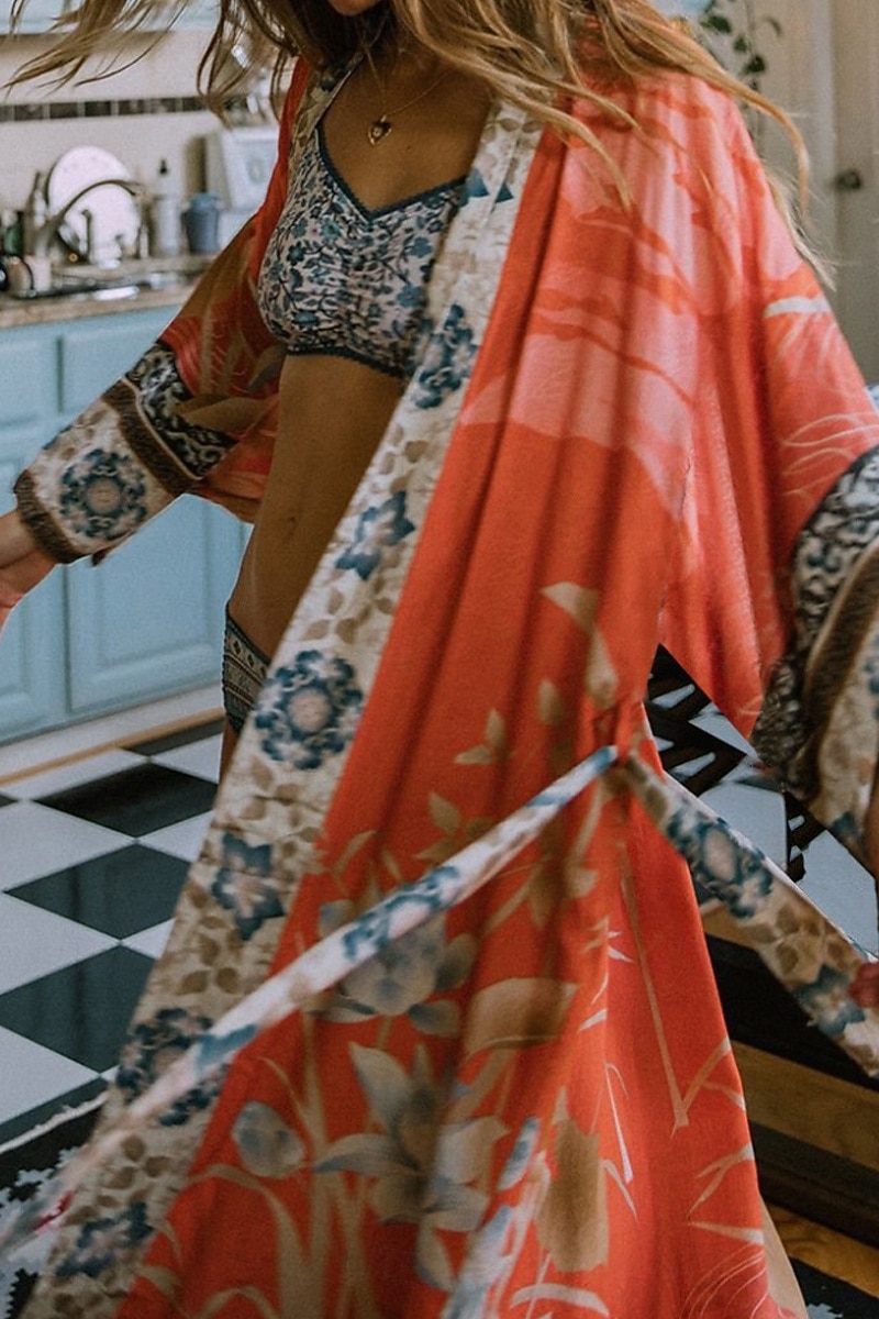 نسائي ملابس السباحة تغطية الجسم ملابس السباحة ربطة عنق أمامية استوائي ملابس الشاطئ زهور دوران رقبة حرف V دائري كم طويل بدلة سباحة 2026 - $22.99 –P3