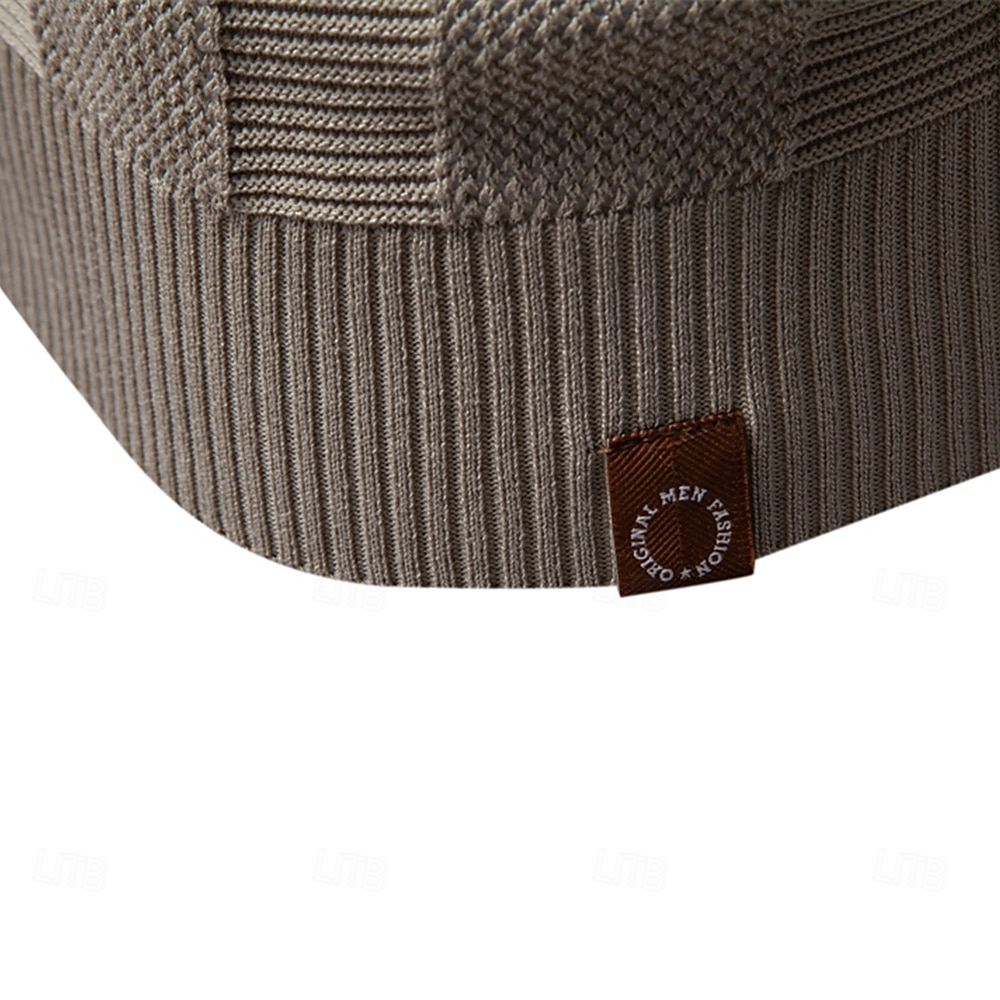 Herren Polo Strick-Polopullover Formell Arbeit Möwenhalsband Kurzarm Einfarbig Stripe-Trim Streifen Sommer Frühling Marineblau Khaki Armeegrün Polo 2025 - €29.99 –P19