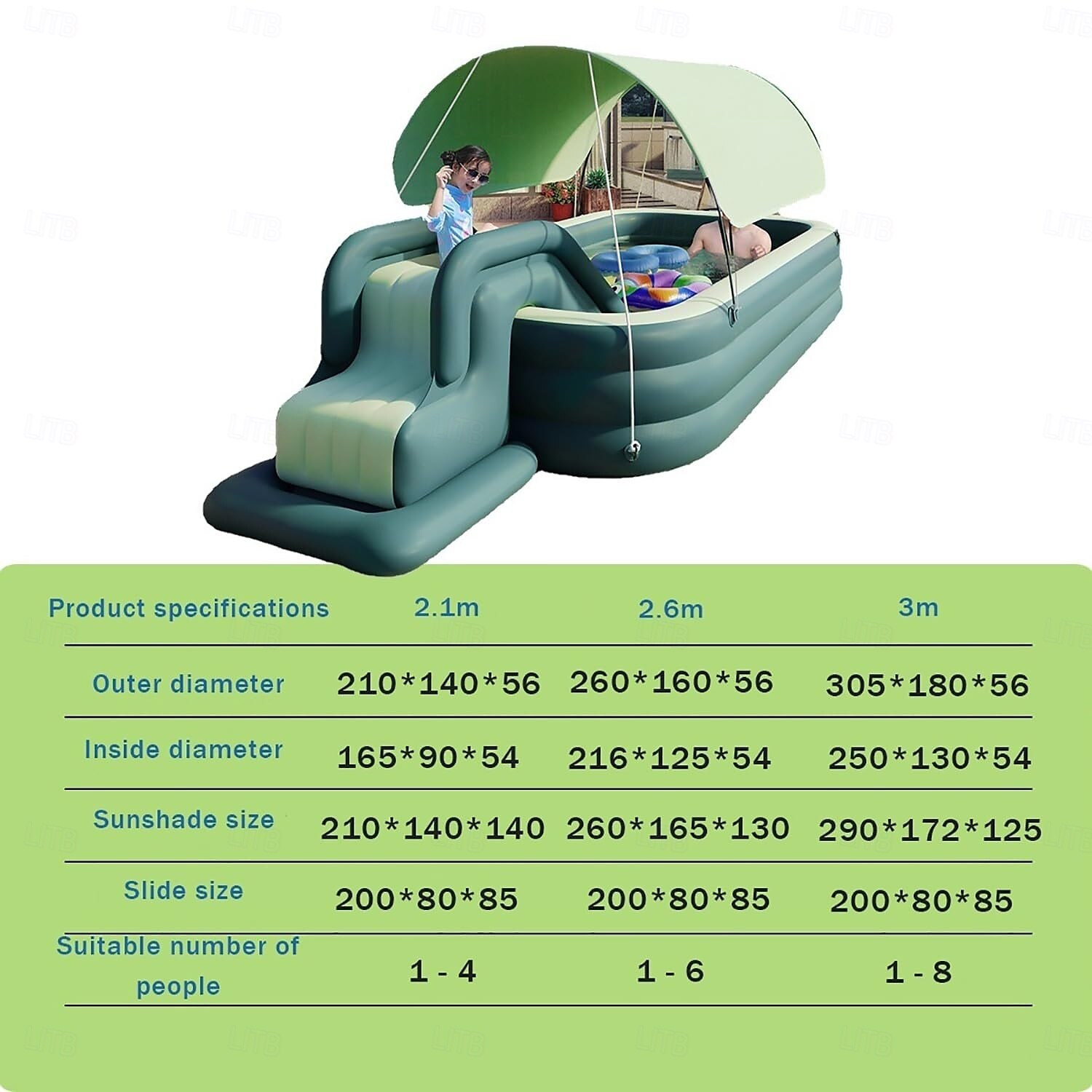 Inflatable Pool for Kids and Adults With slide and sunshade,Full-Sized Inflatable Kiddie Pools,Above Ground Pools for Family, Backyard, Garden, Lawn, Outdoor ( Paddling Pool/ Kiddie Pool) 2025 - $154.99 –P6
