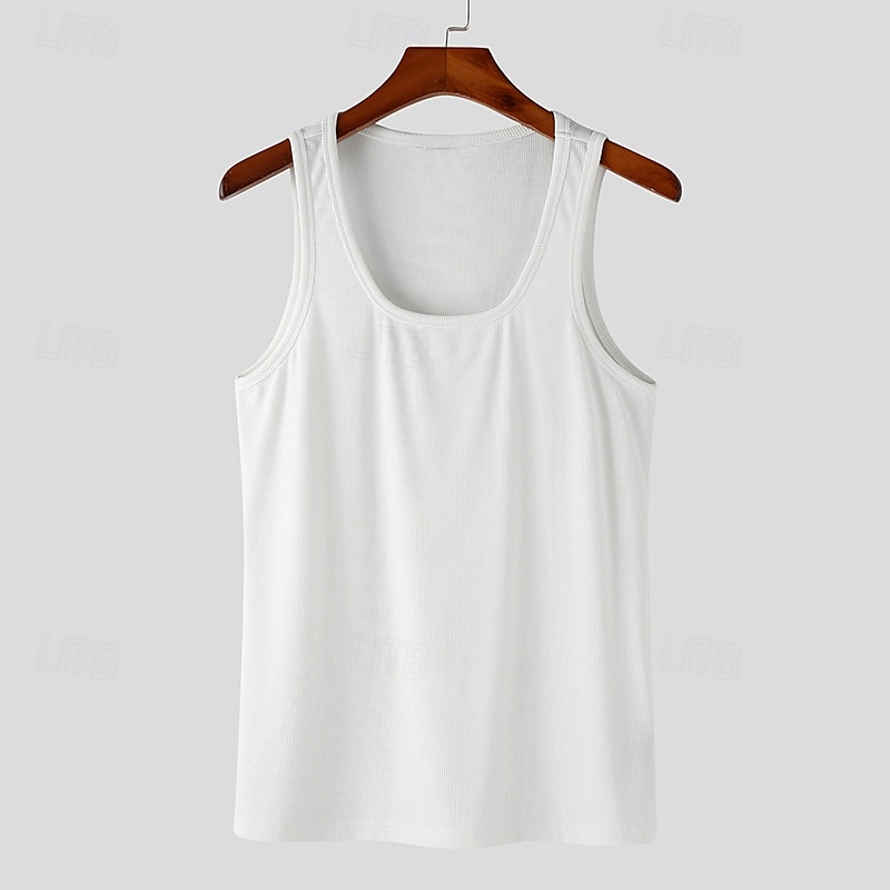 Herren Tank Top Weste Unterhemd Ärmelloses Shirt Ärmellos Quadrathals Sommer Einfach Mode Designer Basic Urlaub Straße Ausgehen Schwarz Weiß Top T-Shirt für Herren 2025 - $14.99 –P3