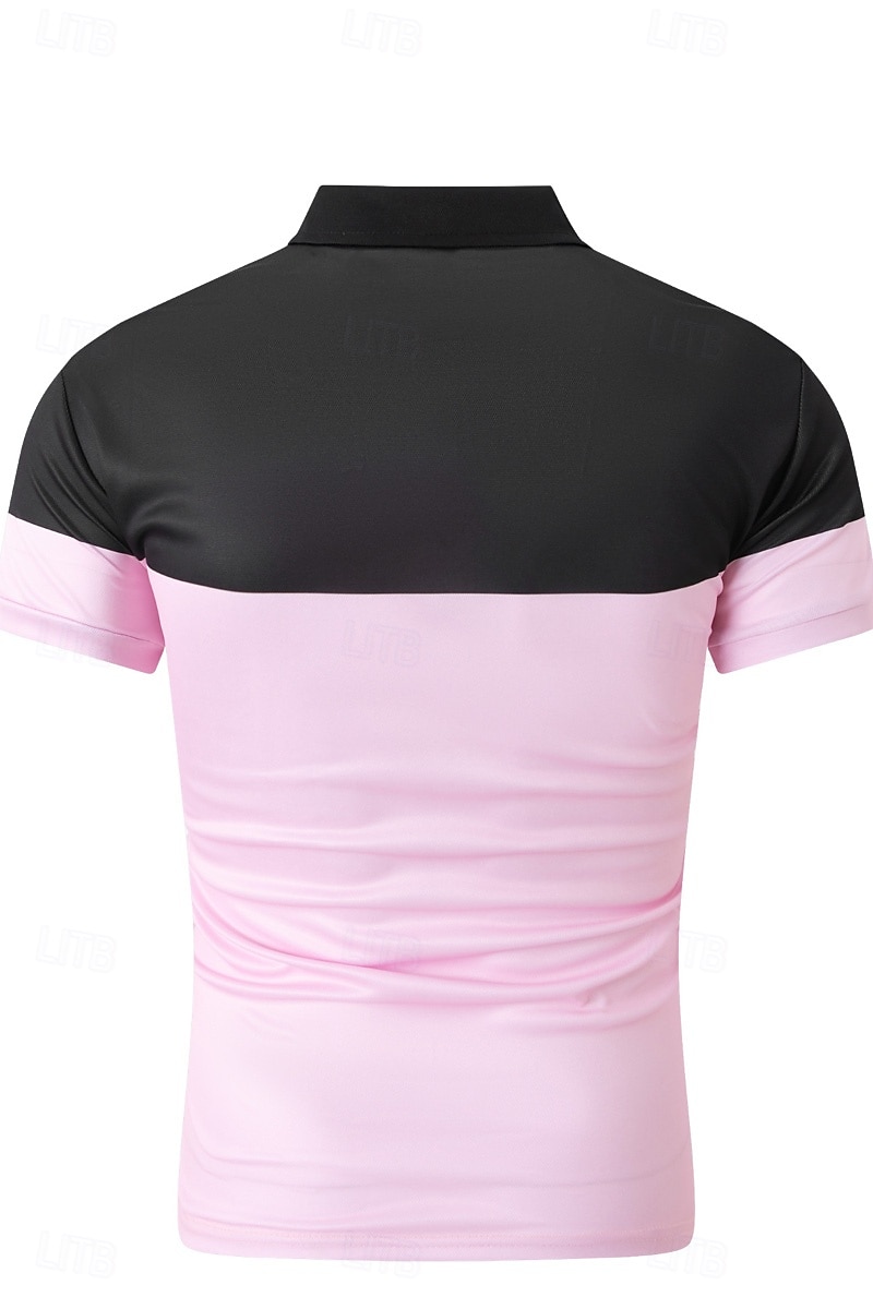 Men's Golf Shirt Golf Polos Shirts Work Business Lapel Short Sleeve Modern Comfortable Color Block Patchwork Buttons Summer Spring Regular Fit Wine Pinky Yellow Blue Green Light Sky Blue Golf Shirt 2025 - $17.99 –P3