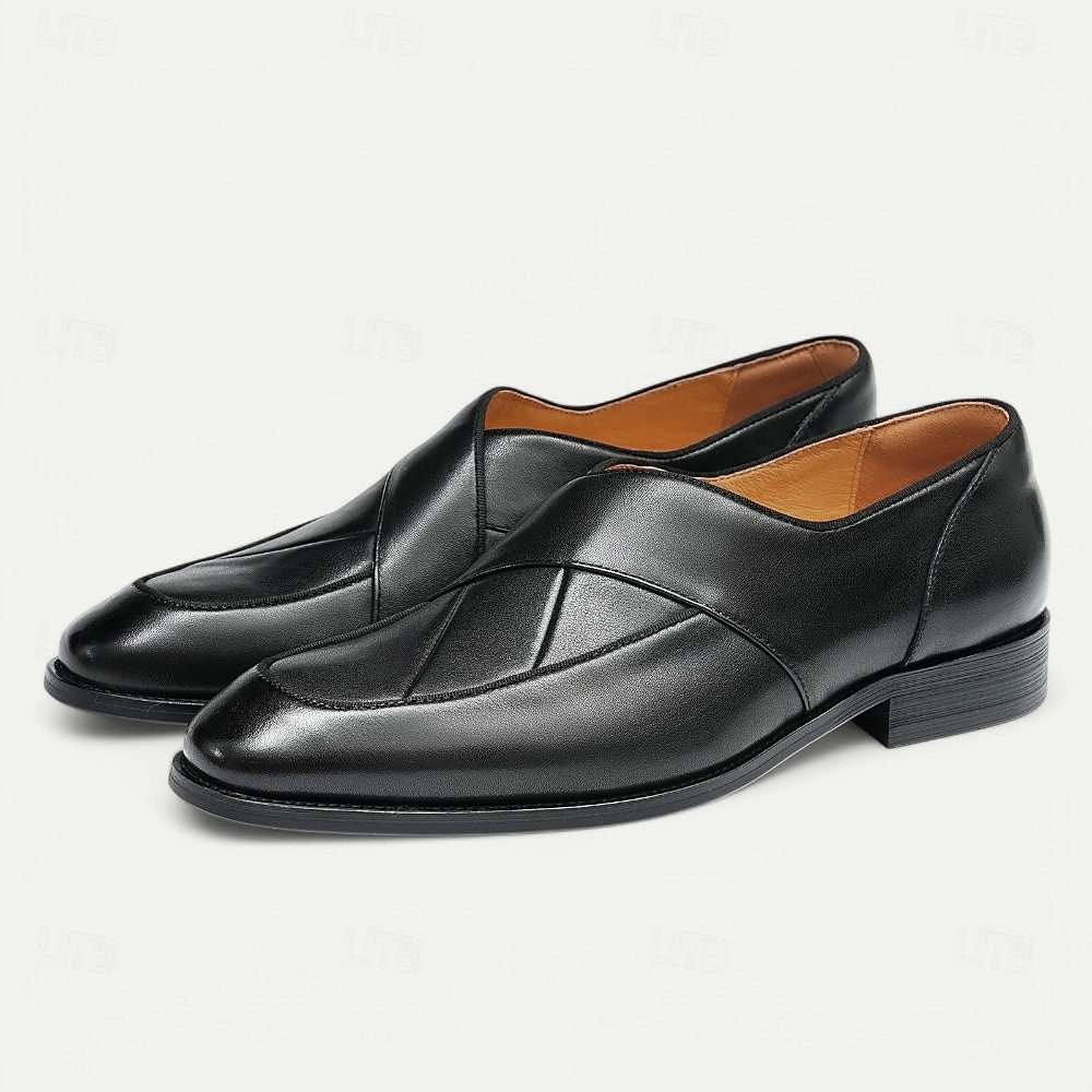 mocassins masculinos de couro feitos à mão - sapatos sociais slip-on cinza com tiras cruzadas para kentucky derby, negócios e eventos formais de 2026 por $109.99 –P2
