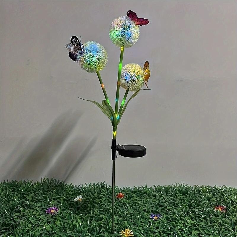 2 Pcs LED Outdoor Solar Lights 3 Head Simulated Dandelion Onion Butterfly Strip Light with Luminous Ground Insertion Patio Lights Courtyard Garden Park Path Lawn Wedding Party Festival Atmosphere 2025 - $34.99 –P10