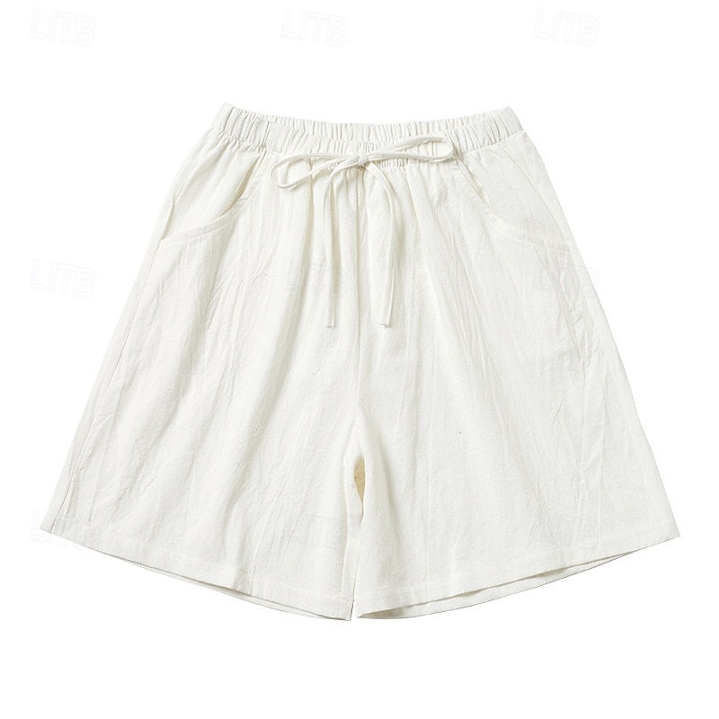 Per donna Finto cotone e lino Shorts Pantaloni Eleganti Pantaloncini Estivi Moda Corto Naturale Semplice Tasca Design con Coulisse Elastica All'aperto Confortevole All'aperto Vacanza Rosso Verde del 2026 a $11.49 –P12