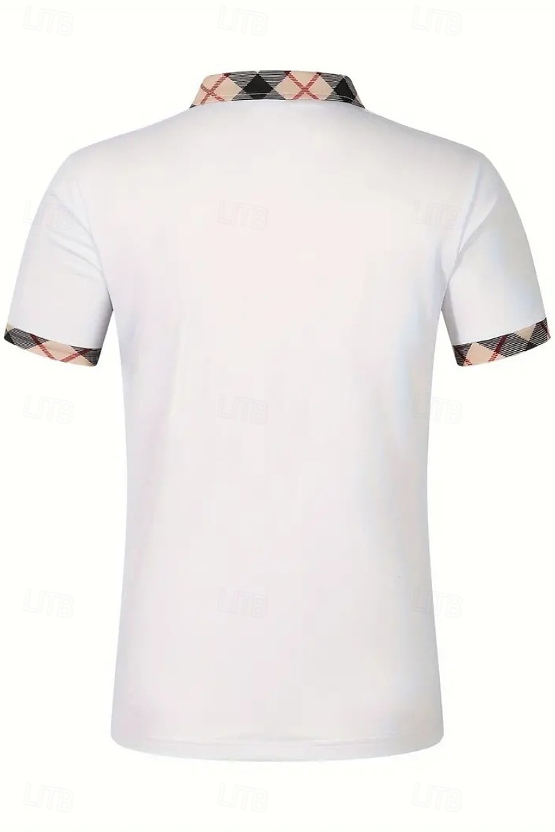 Men's Golf Shirt Golf Polos Shirts Formal Work Lapel Short Sleeve Modern Comfortable Color Block Patchwork Buttons Summer Spring Regular Fit Wine Apricot Black White Dark Navy Orange Golf Shirt 2025 - $19.99 –P3