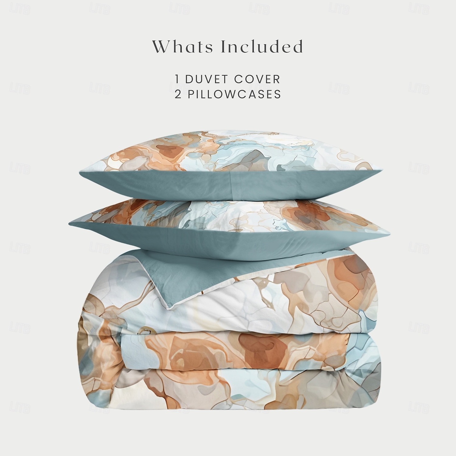 Housse de couette imprimée marbrée taille complète ensemble de literie housse de couette douce et légère avec 2 taies d'oreiller pour l'été et le printemps de 2025 ? $60.99 –P2