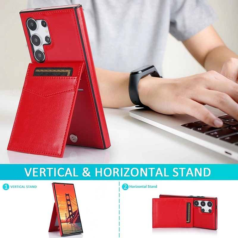 Phone Case For Samsung Galaxy S25 S24 S24 FE S23 S22 S21 Ultra Plus S20 Back Cover with Stand Holder Card Slot Shockproof Retro TPU PU Leather 2025 - $13.99 –P2
