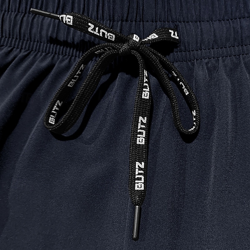 Men's Athletic Shorts Shorts Running Shorts Gym Shorts Sport Daily Quick Dry High Stretch Comfortable Pocket Drawstring Elastic Waist Letter Short Gymnatics Casual Activewear Black Navy Blue 2025 - $16.49 –P5