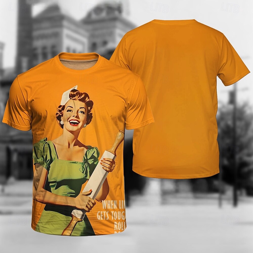 T-Shirt-Ärmel Retro Poster Retro-Mädchen Grafik Für Herren Erwachsene Maskerade 3D-Druck Urlaub Party 2025 - $13.99 –P3