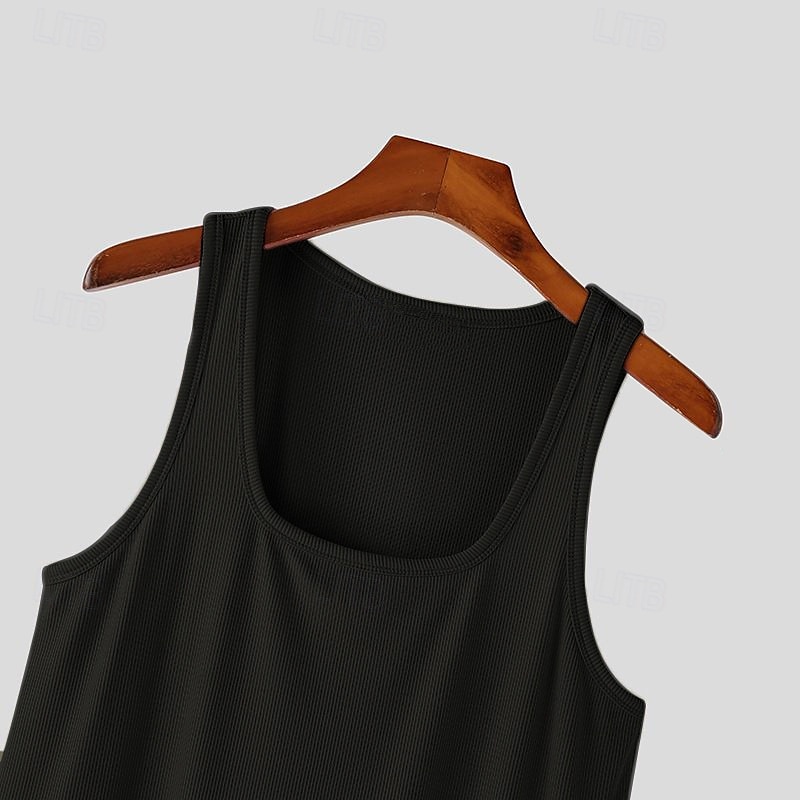 Herren Tank Top Weste Unterhemd Ärmelloses Shirt Ärmellos Quadrathals Sommer Einfach Mode Designer Basic Urlaub Straße Ausgehen Schwarz Weiß Top T-Shirt für Herren 2025 - $14.99 –P9