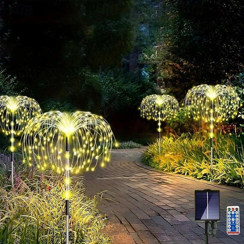 4 Heads Led Outdoor Solar Lights Fireworks Lights With 480 Beads, Courtyard Garden Path, Lawn, Wedding Party, Festive Atmosphere, Decorative Lights 2026 - $44.99 –P10