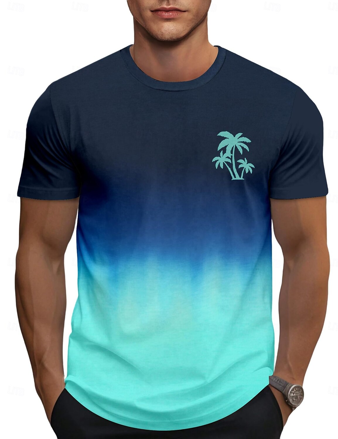 Men's Tee Short Sleeve Shirt Tee Top Short Sleeve Crewneck Spring &  Fall Coconut Tree Fashion Designer Print Vacation Street Going out White Blue Top Tee for Men 2025 - $14.99 –P1