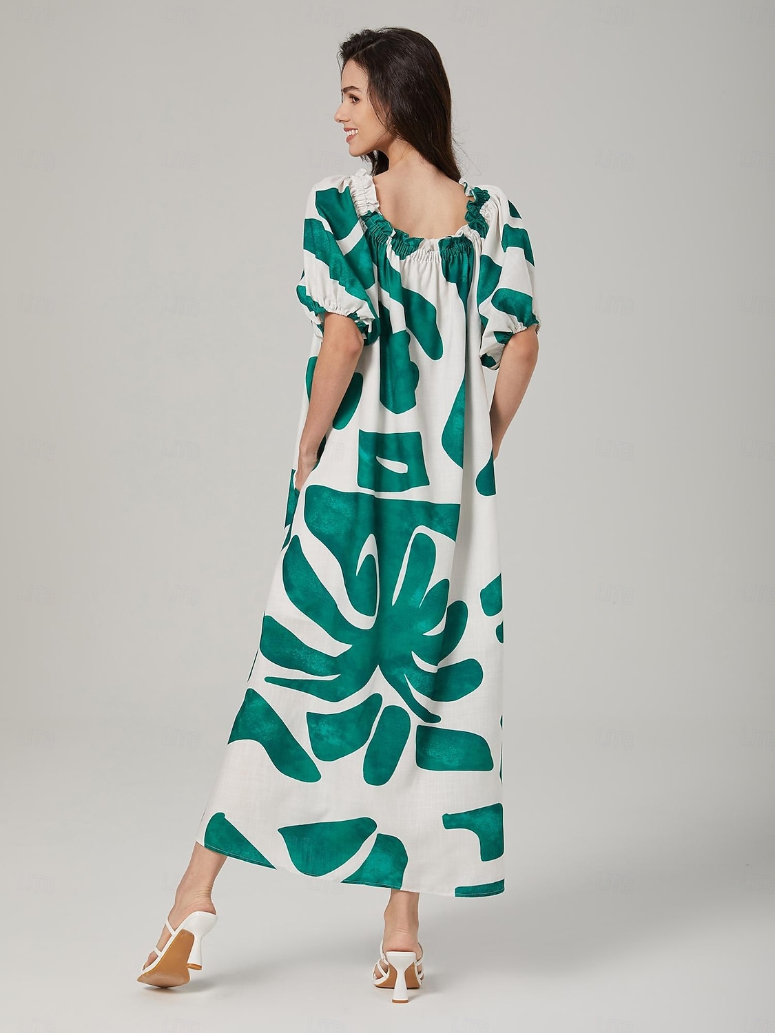 robe ample à col bateau et imprimé color-block de 2025 ? $87.99 –P11