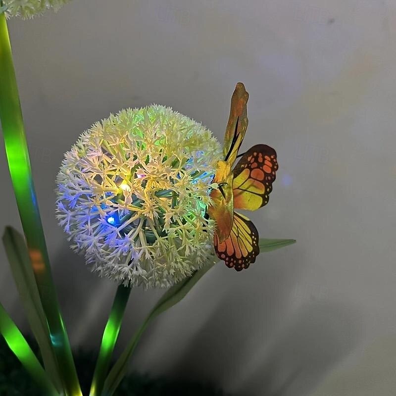 2 Pcs LED Outdoor Solar Lights 3 Head Simulated Dandelion Onion Butterfly Strip Light with Luminous Ground Insertion Patio Lights Courtyard Garden Park Path Lawn Wedding Party Festival Atmosphere 2025 - $34.99 –P6