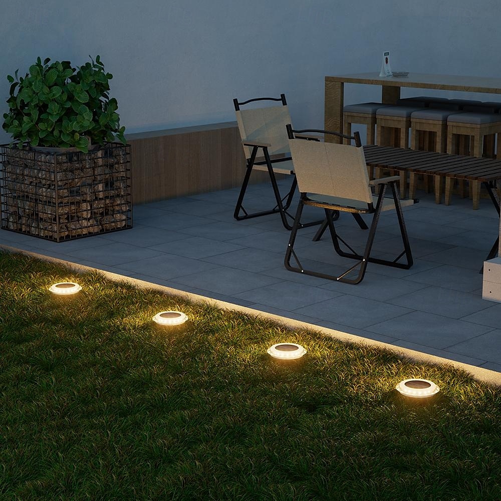 4 יחידות led סולאריות חוץ אורות קרקע אורות ספוט נוף אורות 16 לדים דיסק סולארי אור גן בקרקע אורות מסלול למסלול חצר שביל פטיו תאורת דשא 2025 - $36.99 –P13