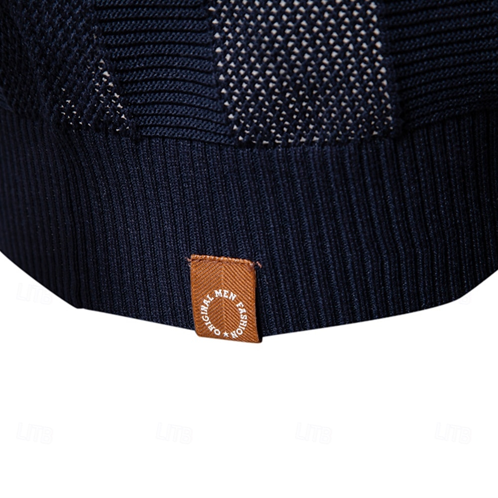 Herren Polo Strick-Polopullover Formell Arbeit Möwenhalsband Kurzarm Einfarbig Stripe-Trim Streifen Sommer Frühling Marineblau Khaki Armeegrün Polo 2025 - €29.99 –P5