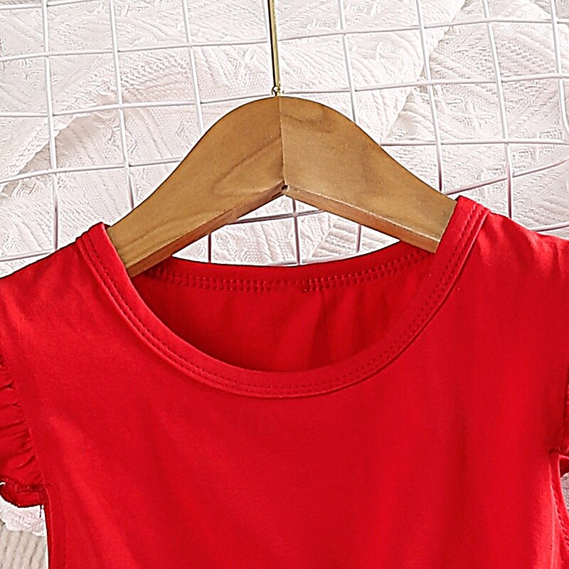 Barn Jente Kjole Hjerte Ermeløs utendørs Fest Netting Lapper Mote Bedårende Polyester Ovenfor knéet Kjole med A-linje Tyllkjole Sommer Vår 4 år + Rød 2025 - $19.99 –P4