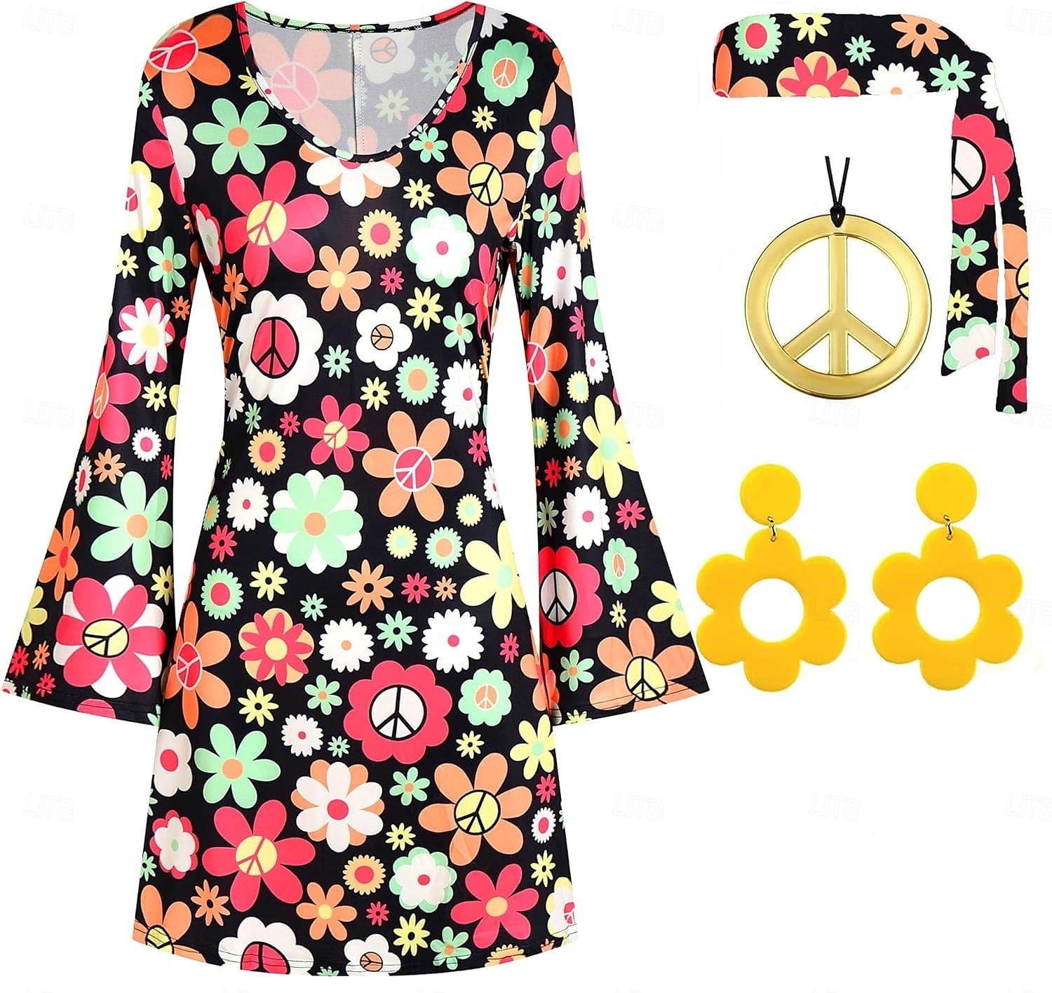 Retro Antiguo Años 60 Años 70 Traje de cosplay Accesorios Conjunto de accesorios Hippie Mujer Carnaval Mascarada Rendimiento Fiesta Desfile del orgullo Adulto 1 Collar Cima Pendientes 2025 - $20.99 –P3
