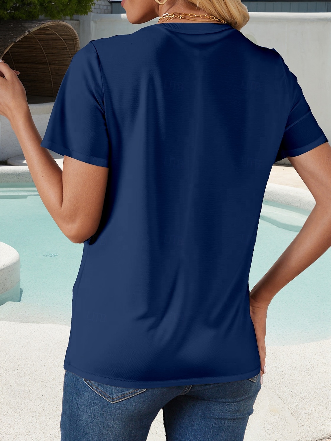 Women's T Shirt Graphic Letter Stylish Casual Short Sleeve Round Neck Regular Tops Daily Weekend Print Black Army Green Navy Blue Summer Spring 2025 - $19.99 –P2
