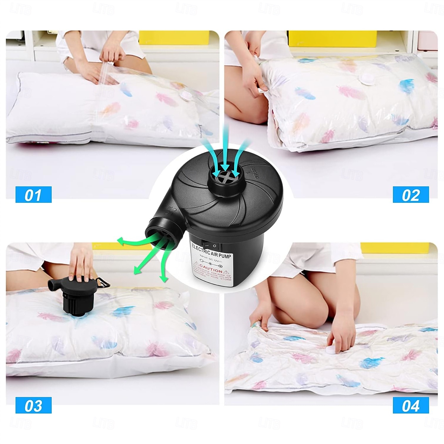 Pompe à air électrique portable à remplissage rapide avec 3 buses, gonfleur/dégonfleur AC/12 V CC pour matelas pneumatiques de camping en plein air de 2025 ? $23.99 –P6