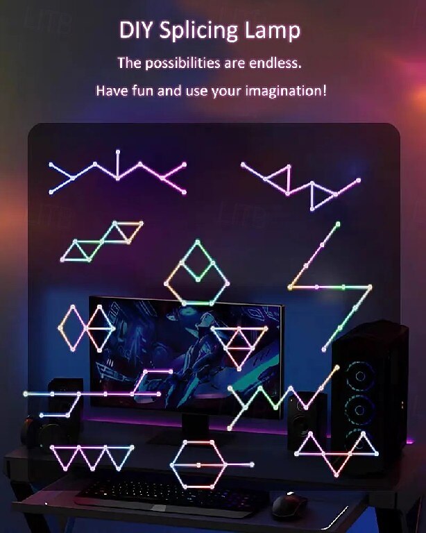 intelligente Wandlichtlinien mit Musiksynchronisation, dimmbare WLAN-Lichtlinien für Schlafzimmer, Wohnzimmer, Gaming, Party, Heimdeko 2025 - $116.99 –P7
