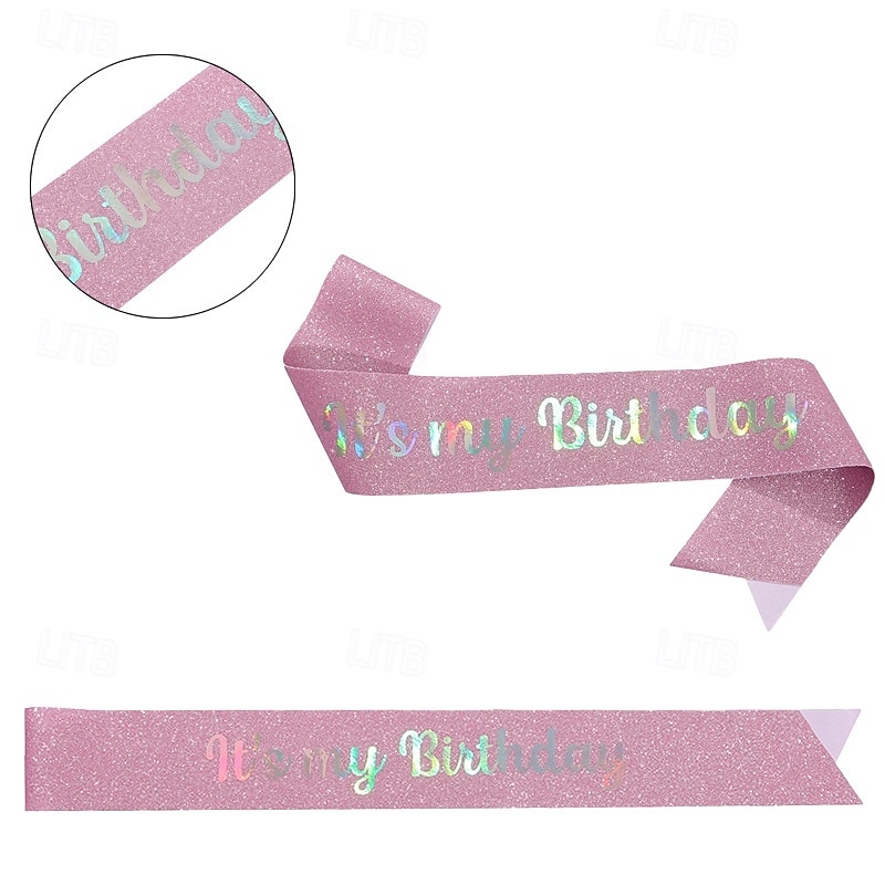 verjaardagsfeestje modieuze verjaardagsversieringen 2-delige set voor meisjes en vrouwen hoofdband en sjerp met 'it's my birthday' verkrijgbaar in meerdere kleurencombinaties 2025 - $9.99 –P5