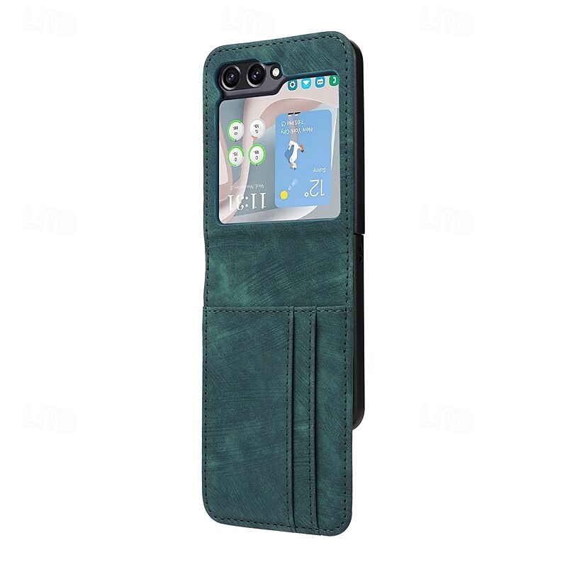 Phone Case For Samsung Galaxy Z Flip 6 Z Flip 5 Z Flip 4 Z Flip 3 Back Cover Card Slot Shockproof Retro TPU PU Leather 2025 - $15.99 –P8