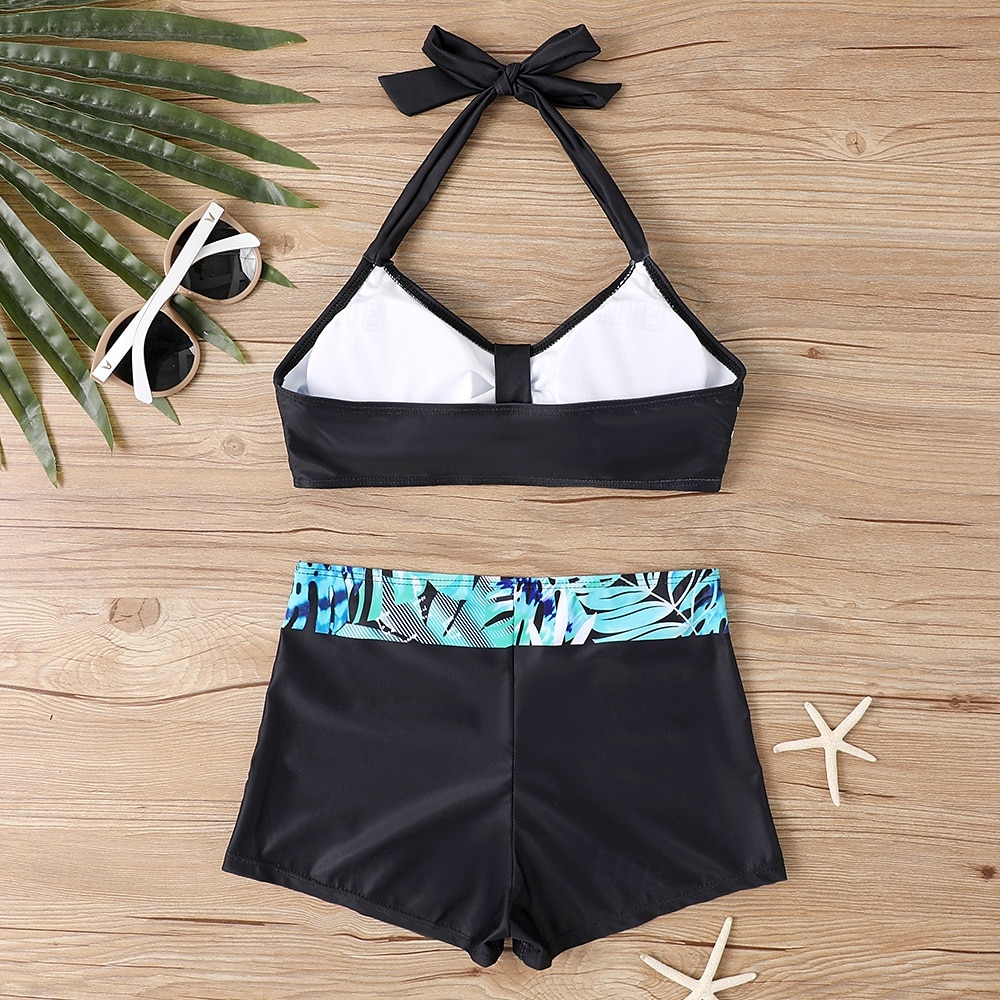 Damen Badeanzug Bikini Zweiteilig Monokini Freche Unterhose Bademode Gestrickt Urlaub Tropisch Farbblock Gestreift Stürzen Ärmellos Badeanzüge 2025 - $22.99 –P12