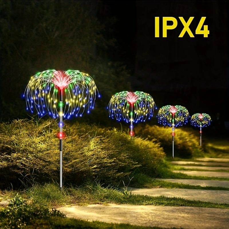 4 Heads Led Outdoor Solar Lights Fireworks Lights With 480 Beads, Courtyard Garden Path, Lawn, Wedding Party, Festive Atmosphere, Decorative Lights 2026 - $44.99 –P4
