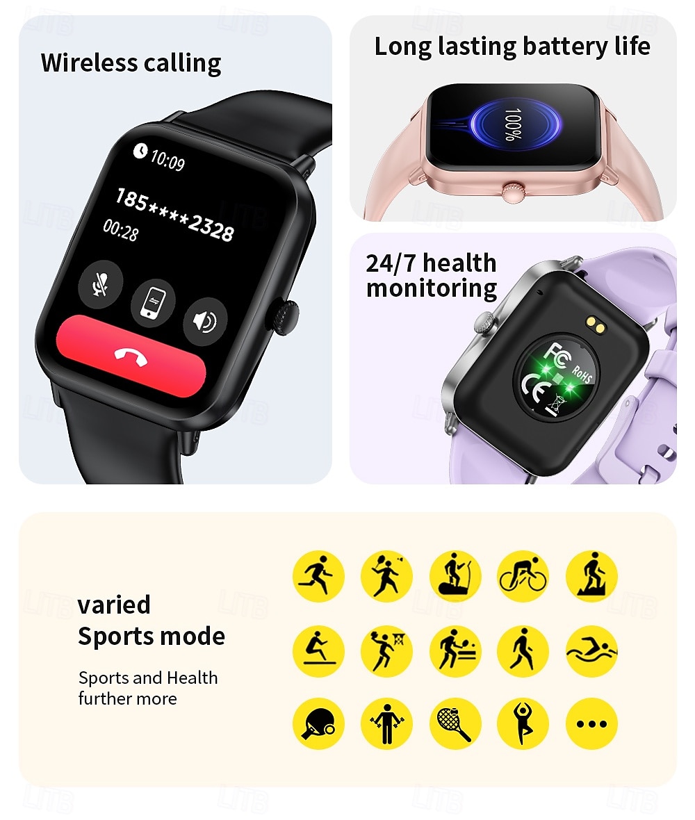 2025年 LIGE BW0903 スマートウォッチ フィットネストラッカー 心拍数モニター Bluetooth Android iOS 防水 1.96"  コレクション – $33.99 –P3