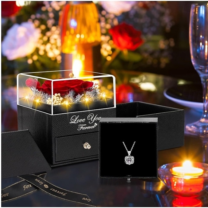 konservierte rote echte Rose mit Herz „Ich liebe dich“-Halskette – ewige Blumen, Rosen, Geburtstagsgeschenke für Frauen, ihre Mutter, Ehefrau, Freundin, Oma, zum Valentinstag, Muttertag, Weihnachten, 2025 - $25.99 –P1
