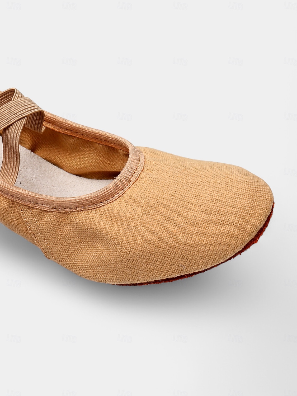 beigefarbene Canvas-Ballsaal-Tanzschuhe für Damen – Pumps mit niedrigem Absatz und elastischem Riemen für das professionelle Training 2026 - $26.99 –P6