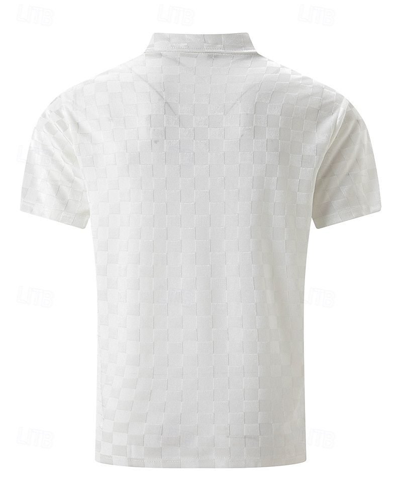 Men's Golf Shirt Golf Polos Shirts Work Casual Lapel Short Sleeve Basic Modern Plaid Patchwork Buttons Summer Regular Fit Black White Dark Navy Gray Light Blue Golf Shirt 2025 - $25.99 –P3