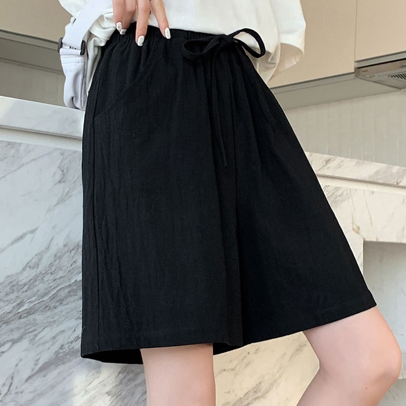 Per donna Finto cotone e lino Shorts Pantaloni Eleganti Pantaloncini Estivi Moda Corto Naturale Semplice Tasca Design con Coulisse Elastica All'aperto Confortevole All'aperto Vacanza Rosso Verde del 2026 a $11.49 –P5