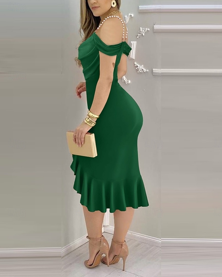 Pentru femei Rochii Midi Rochie eleganta Elegant Concediu Dată Fit regulat Culoare solidă Manșon scurt Glugă Gât Negru Roșu-aprins Albastru piscină Trifoi Vară 2025 - $23.99 –P8