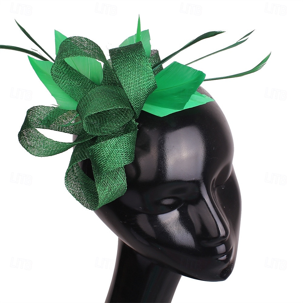 Kopfstück Federn Sinamay Hochzeit Abendgesellschaft Elegant Hochzeit Mit Feder Kopfschmuck Kopfbedeckung 2025 - $23.99 –P8
