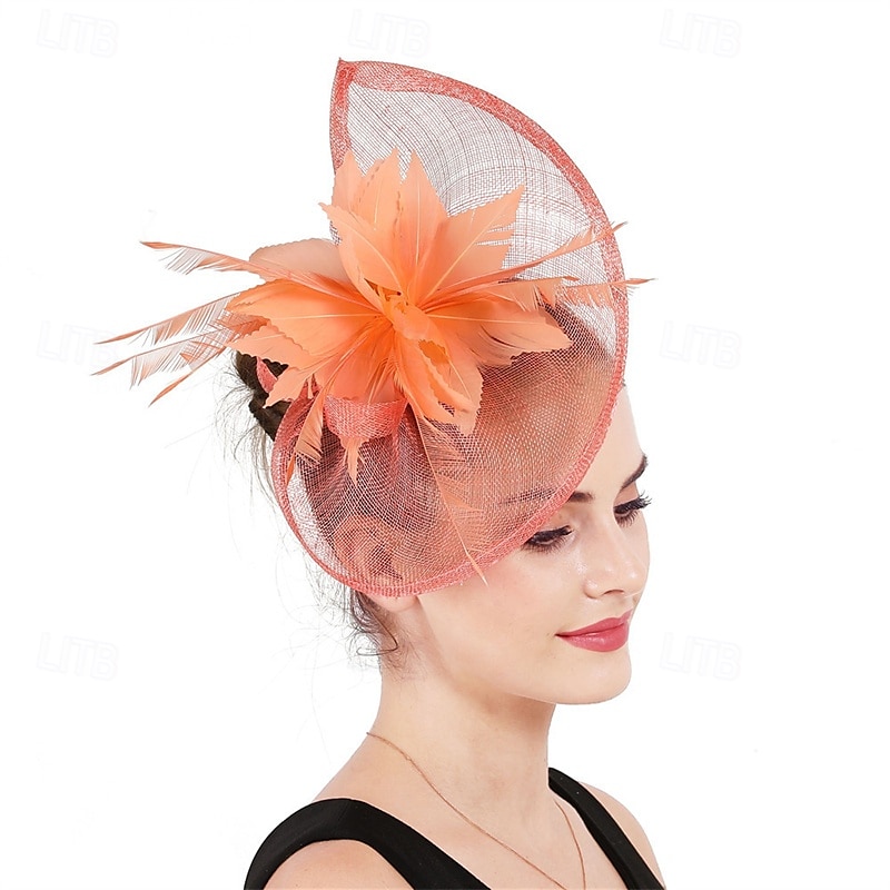Kopfstück Leinenoptik Federn Hochzeit Abendgesellschaft Elegant Hochzeit Mit Feder Kopfschmuck Kopfbedeckung 2025 - $27.99 –P1