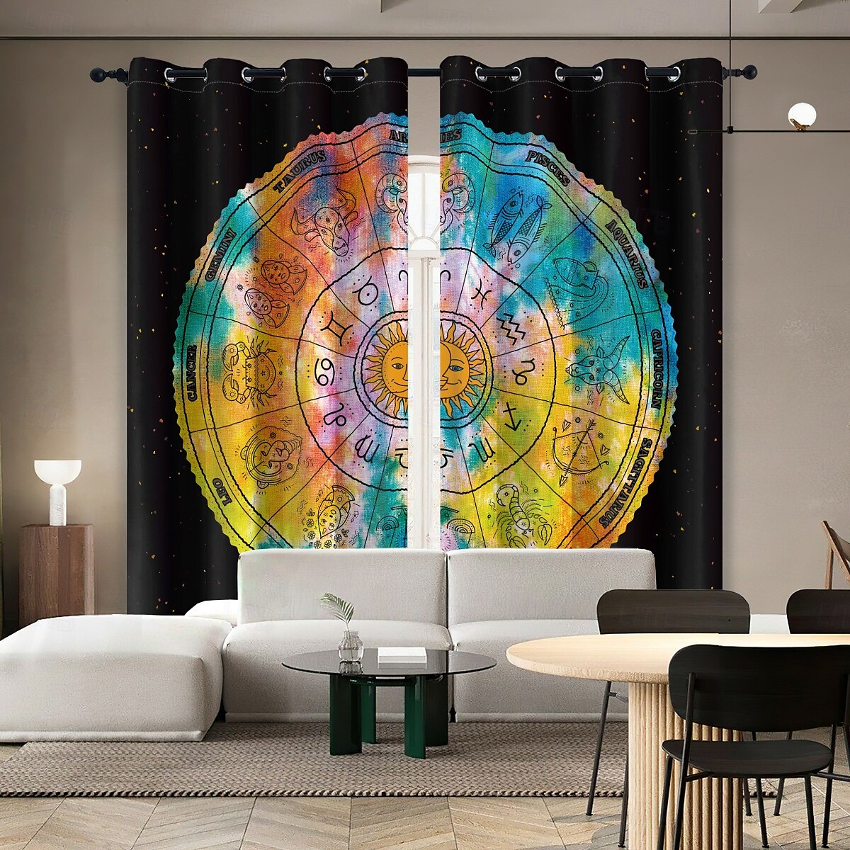 RETRO ABSTRAKTI MANDALA AURINKO JA KUU ISOLAHKOTOULOS ULKOBALCONI KESKUSTELUTILA OLOHUONE KOTIKORISTUS 2-KOSKETUS 3D DIGITAALINEN PRINTTAUS REIKÄTUNNUSVERHO 2025 - $30.99 –P8