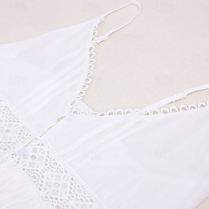 Women's Midi Dress Cotton Linen Dress Slip Dress Boho Dress Basic Classic Modern Vacation Holiday Going out Regular Fit Plain Sleeveless Spaghetti Strap White Summer 2025 - $26.99 –P12