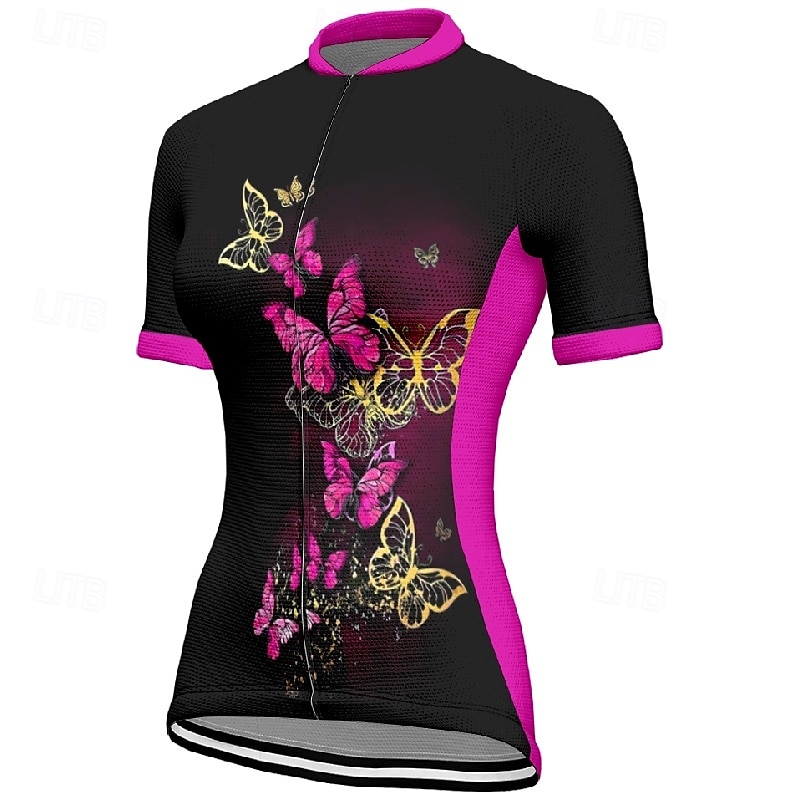 Women's Cycling Jersey Short Sleeve Bike Tee Tshirt Jersey with 3 Rear Pockets Mountain Bike MTB Breathable Quick Dry Anatomic Design Wicking Blue Fuchsia Orange Butterfly Sports Clothing Apparel 2025 - $23.99 –P5